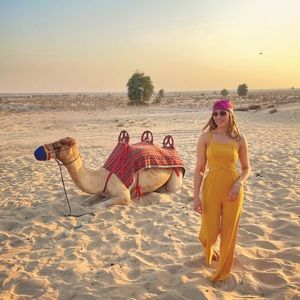 Wide legged yellow jumpsuit